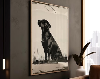 Black Labrador Print: Modern Dog Portrait, Stylish Home Decor