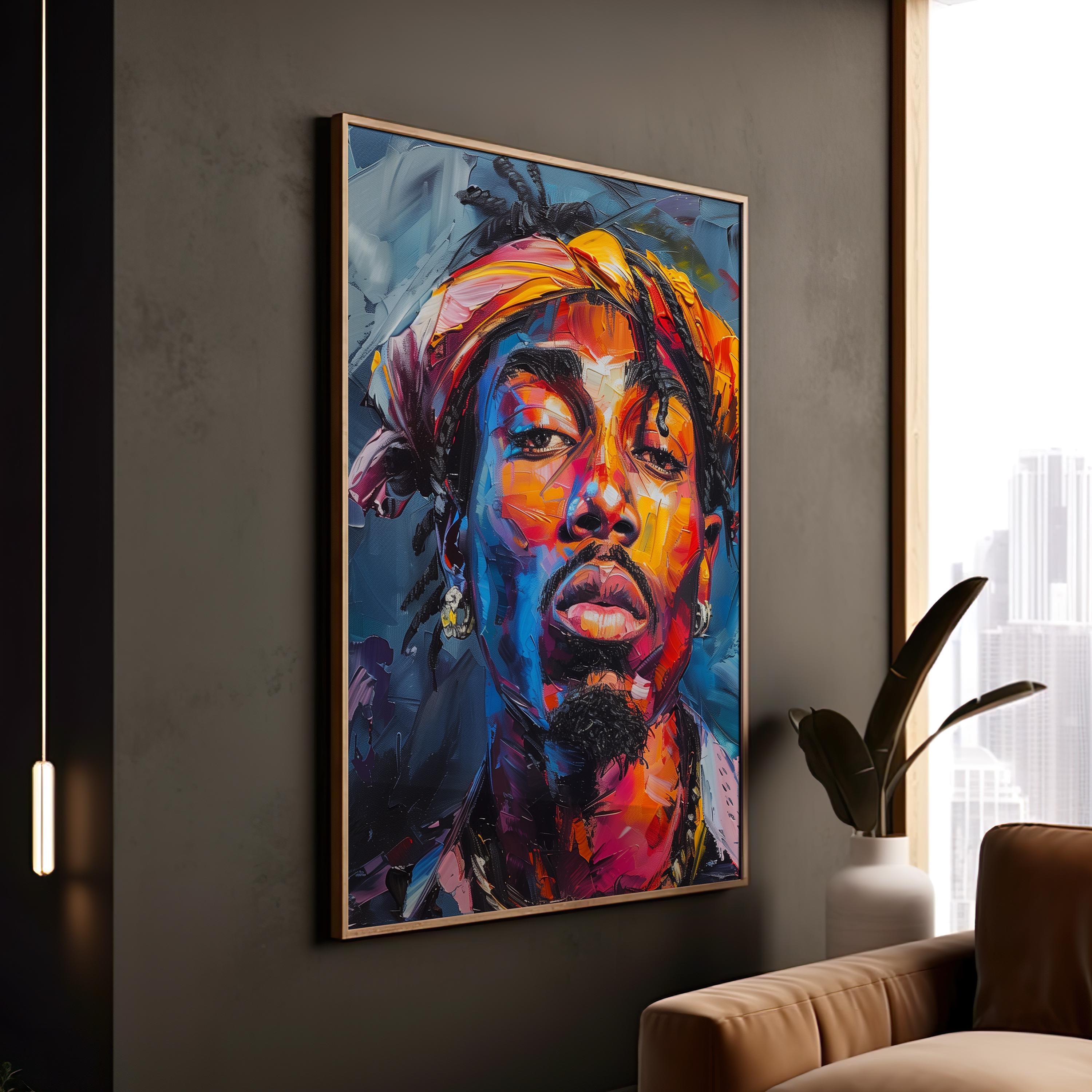 Hip Hop Portrait Poster, Vibrant Rap Artist, Urban Decor, Music