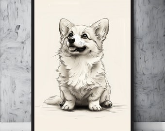 Corgi Poster Wall Art Prints Home Decor Dog Lover Gift Interior Design Unframed Poster A1 A2 A3 A4