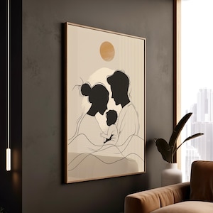 Kind Geburt Poster Baby Shower Geschenk Kinderzimmer Wand Dekor Leinwand Mutter Baby Illustration Minimalist Liebe gerahmt Kunst Stil