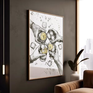 Cheers Martini Bar Art Nowoczesny Koktajl Dekoracja Ścienna Miłośnicy Napojów Płótno Jakość Muzealna Wydruk Idealny Prezent Domowe Biuro Oprawione Sztuka Styl