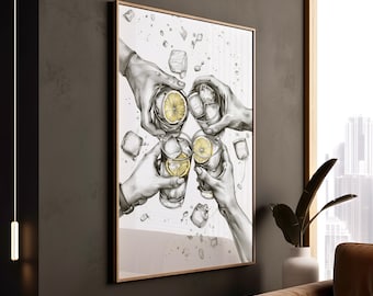 Martini Cheers Bar Art Print: Modern Cocktail Wall Decor