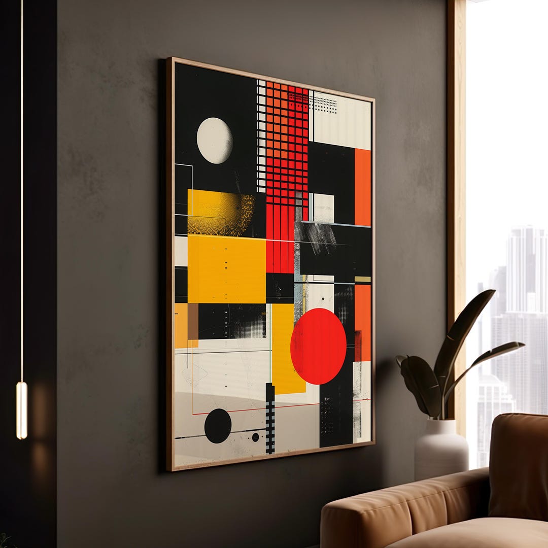 Geometric Abstract Art Print: Bold Shapes Canvas Decor - Etsy