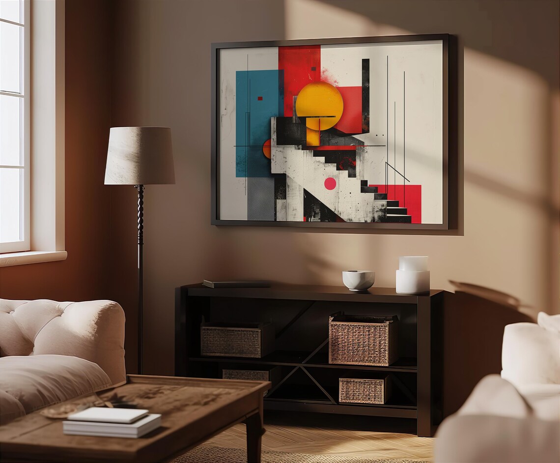 Geometric Shapes Print: Bold Colors Abstract Canvas Art - Etsy