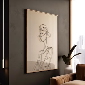 Abstract Wire Sculpture Woman Portrait: Modern Line Art Print