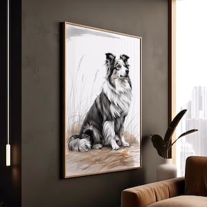 Shetland Sheepdog Print: Modern Sheltie Dog Portrait Canvas Art