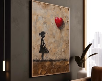 Banksy Inspired Girl with Heart Balloon Canvas Art Print