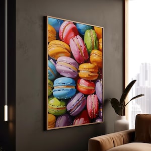 Colorful Macaron Art Print: French Pastry Kitchen Decor