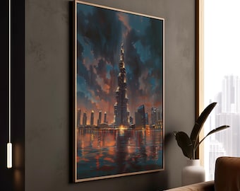 Burj Khalifa Print: Dubai Skyline Canvas Wall Art - Modern Cityscape Decor