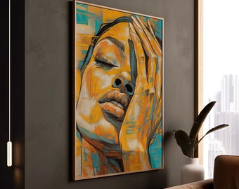 Abstraktes Gesicht Leinwanddruck: Ausdrucksstarkes Portrait Wandkunst