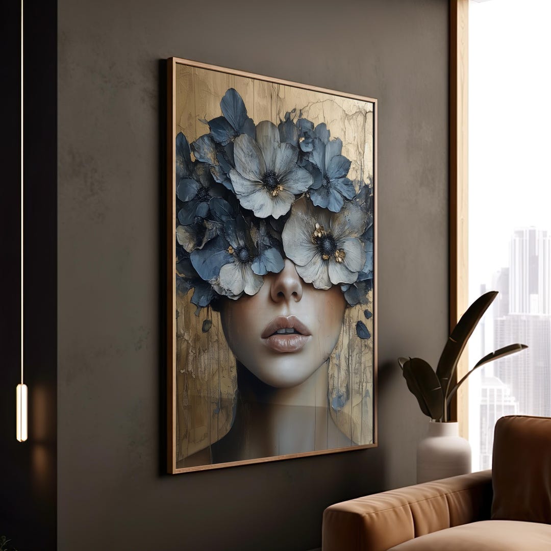 Surreal Floral Woman Portrait: Modern Botanical Art Print - Etsy