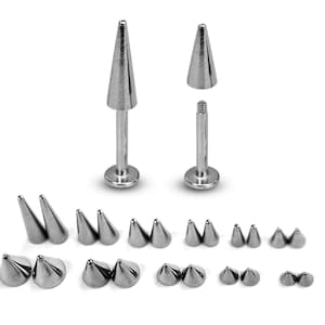 Titanium Cone/ Spike Labret Stud Lip Piercing Jewelry, Tragus Cartilage Earrings - 18g 16g 14g Body Jewellery - 1pc each order