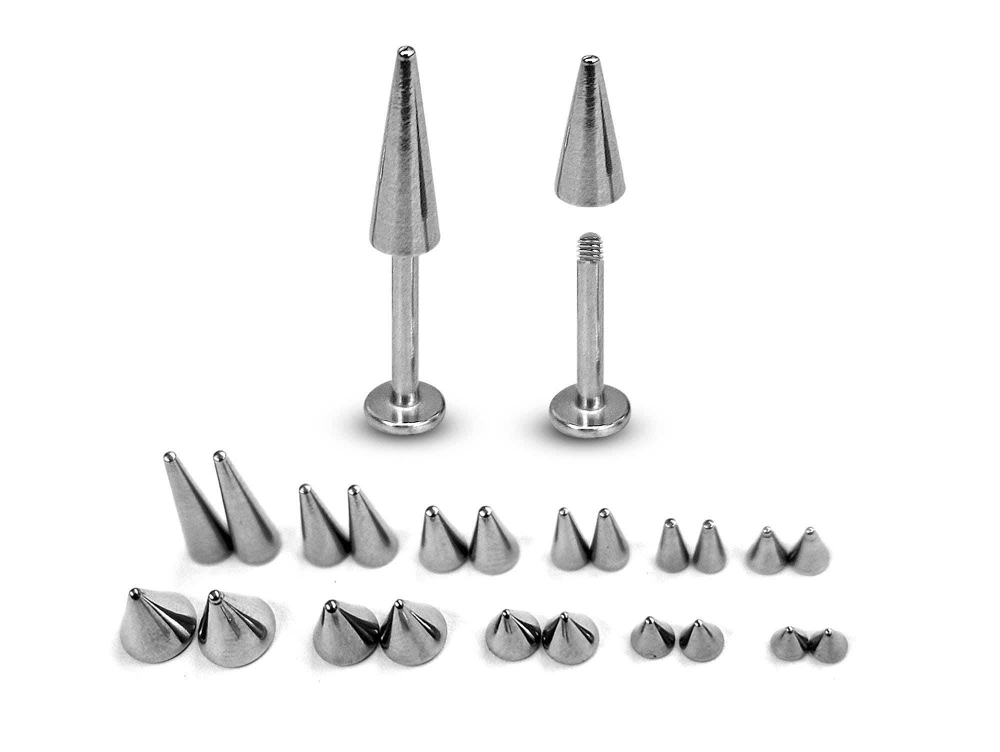 10pcs 4mm UV Acrylic Cone Spikes With Threaded 14G (1.6mm) Base – Replacement Body Jewelry Tops