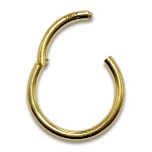 14K Gold Clicker Hoop Septum Klappringe Nase, Lippe, Ohr-Piercing - 20g, 18g, 16g, 14g - Handgemachter Körperschmuck - Wird einzeln verkauft