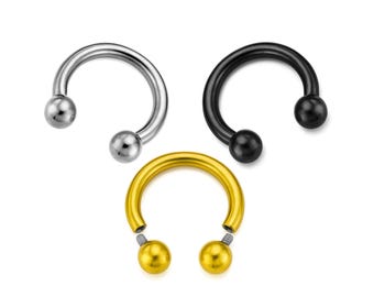 Titanium Horseshoe Barbell Septum Ring: 16g/14g Internally Threaded