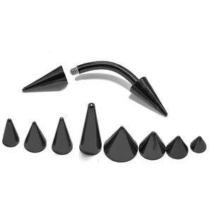 Titanium Cone/ Spike Black Eyebrow Stud Piercing Jewelry, Rook Cartilage Earrings - 18g 16g 14g Body Jewellery - 1pc each order