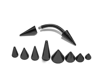 Piercing de ceja con punta cónica de titanio negro: Pendiente de cartílago rook