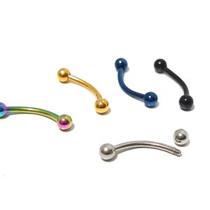 Titanium Curved Barbell: Eyebrow, Lip, Rook Piercing Jewelry