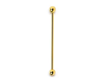 Solid Gold Industrial Scaffold 14G Barbell Piercing: 10k, 14k, 18k Body Jewelry