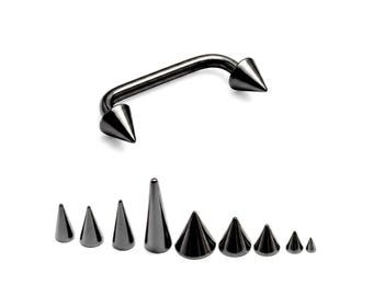 Black Spike Staple Barbell, Surface Piercing Body Jewellery 16G 14G for Nape, Cleavage