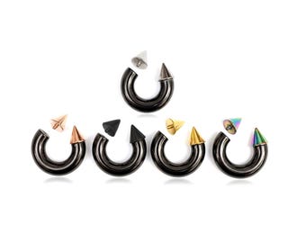 Titanium Custom Spike Black Horseshoe Septum Ring: Internally Threaded Barbell