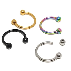 Titanium Horseshoe Septum Ring: Helix, Lip Piercing Jewelry (18g 16g 14g)