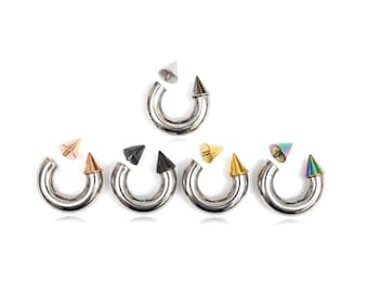 Titanium Custom Spike Horseshoe Septum Ring: Internally Threaded Barbell