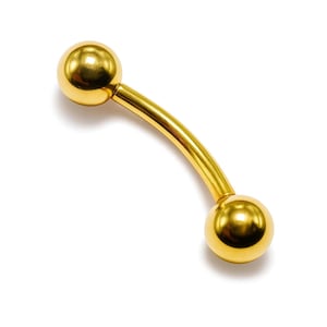 14K Gold Curved Eyebrow Piercing, Vertical labret, Rook Cartilage Bar -16G Body Jewellery with Custom Ball Size