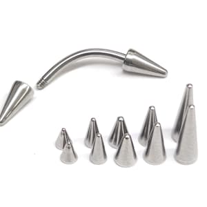 Titanium Cone/ Spike Eyebrow Stud Piercing Jewelry, Rook Cartilage Earrings - 18g 16g 14g Body Jewellery - 1pc each order