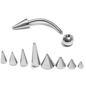 Piercing para labio vertical con pinchos, aretes de cartílago de torre - Joyas corporales de titanio de 18, 16 y 14 g - 1 unidad por pedido