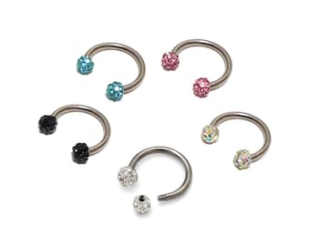 Disco Ball Septum Ring: Titanium Horseshoe Barbell, Cubic Zirconia