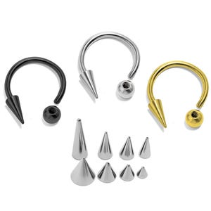 Titanium Horseshoe Barbell: Ball/Spike Lip, Septum, Helix Piercing - 18g/16g/14g