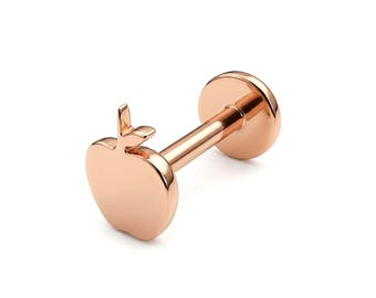 14K Rose Gold Apple Labret Stud, Tragus Piercing, Helix Cartilage Piercing