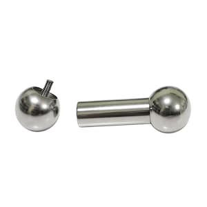 May include: Two-piece, silver-colored barbell. One piece features a threaded ball, and the other has a cylindrical bar with a ball on the end. The barbell is designed for body piercing.