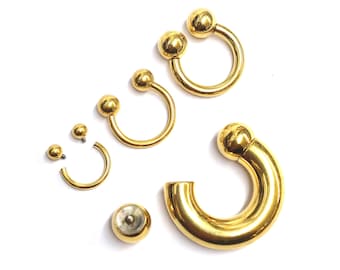 Titanium Big Gauge Steel Horseshoe PA Ring, Septum Nose Piercing, Circular Barbell - Jewellery - 1pc