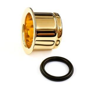 14K Gold Single Flare Ear Plugs: Grooved Lobe Gauges with O-Ring