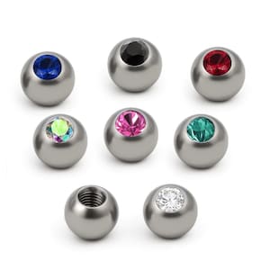 Gem Ball Loose Parts for Body Piercing External Threaded 2pcs with Crystal, Accessories Replacement end barbells, Labrets and more
