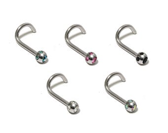 Titanium Ball Nose Stud with AAA+ CZ Crystals - 20g/18g/16g