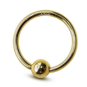 Septum Piercing Jewelry 14G Captive Bead Ring made of Solid 14K Gold - Body Jewellery  Ball Hoops with Custom Ball Size