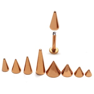 Titanium Cone/ Spike Rose Gold Labret Stud Lip Piercing Jewelry, Tragus Cartilage Earrings - 18g 16g 14g Body Jewellery - 1pc each order