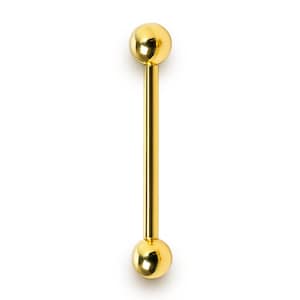 14K Gold Tongue Barbell Piercing Jewelry - 14G Solid Gold Body Jewellery with Custom Ball Size