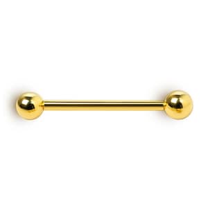 Nose Bridge Piercing Barbell in Solid 14K Gold - 14G Body Jewellery with Custom Ball Size