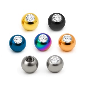 Gem Ball Piercing Loose Parts for Body Jewellery External Threaded 2pcs - Accessories Replacement end barbells, Labrets and more