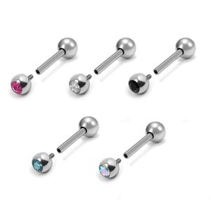CZ Crystal Nipple Barbell: Internally Threaded Titanium Body Jewelry, 16g/14g