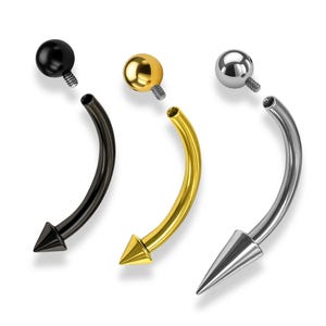 Titanium Implant Curved Barbell: Angel Fang Vertical Labret Piercing