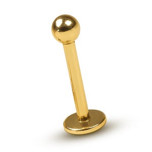 Piercing a perno per labbro Labret, oro massiccio 14 carati - Gioielli per il corpo 16G per trago, elica, orecchini per cartilagine concava, piercing al labbro