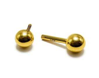 14K Gold Tongue Barbell: Internally Threaded 16G 14G Body Piercing