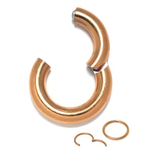 Rose Gold Titanium Clicker Hoop: Septum, Lip, Ear Piercing - ASTM F136