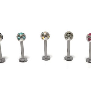 Titanium Labret Stud: Crystal Lip Piercing Jewelry
