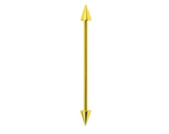 Solid Gold Spike Industrial Scaffold 14G Barbell Piercing: 10k, 14k, 18k Body Jewelry